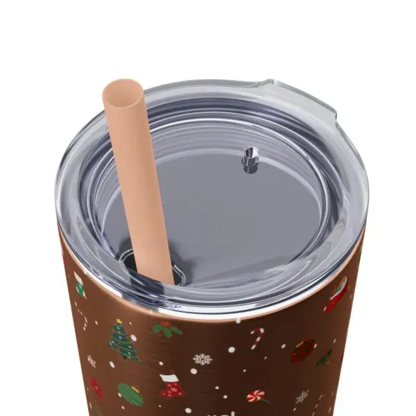 Festive Elegance Skinny Christmas Tumbler with Straw, 20oz - Image 43