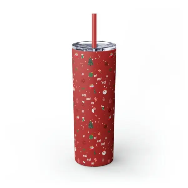 Festive Elegance Skinny Christmas Tumbler with Straw, 20oz - Image 48