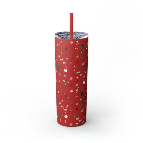 Festive Elegance Skinny Christmas Tumbler with Straw, 20oz - Image 46