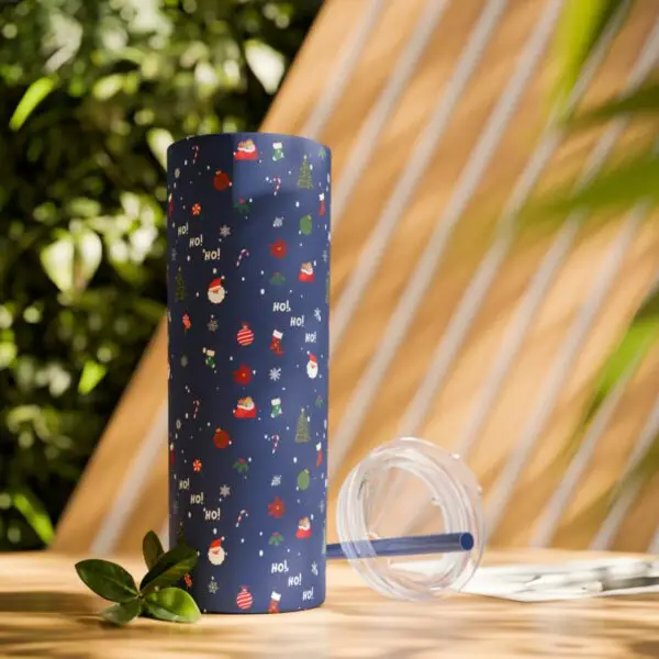 Festive Elegance Skinny Christmas Tumbler with Straw, 20oz - Image 63