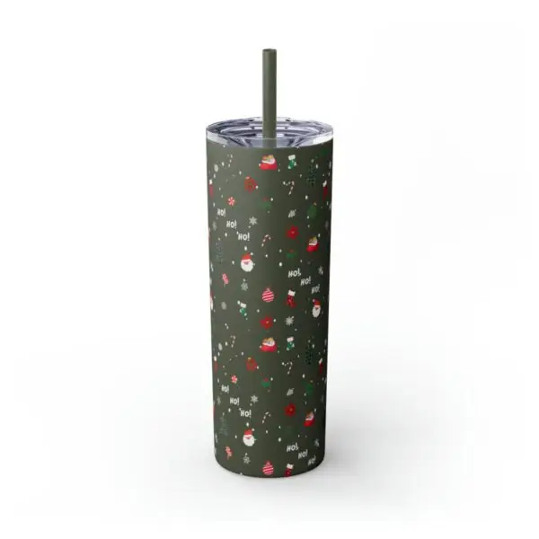 Festive Elegance Skinny Christmas Tumbler with Straw, 20oz - Image 64