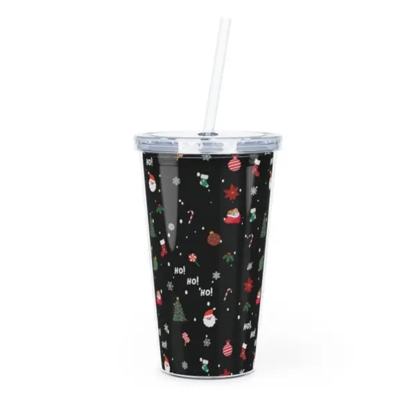 Festive Cheer Plastic Christmas Tumbler with Straw - Image 2