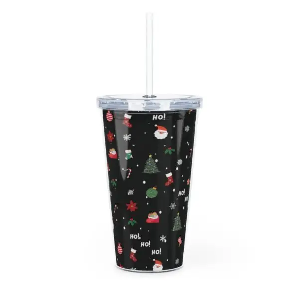 Festive Cheer Plastic Christmas Tumbler with Straw - Image 3