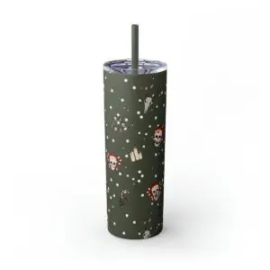 Nocturnal Yuletide Skinny Tumbler with Straw, 20oz