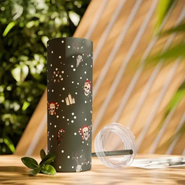 Nocturnal Yuletide Skinny Tumbler with Straw, 20oz - Image 9