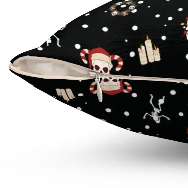 Nocturnal Yuletide Goth Holiday Spun Polyester Square Pillow 14x14 - Image 3