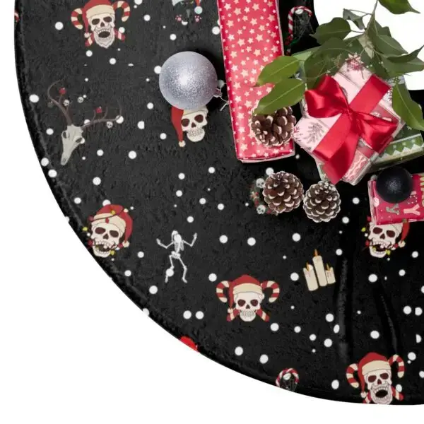 Nocturnal Yuletide Fleece Goth Christmas Tree Skirts - Image 2