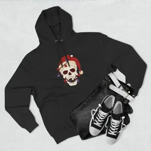 Skulliday Lights Goth Holiday Unisex Premium Pullover Hoodie - Image 3