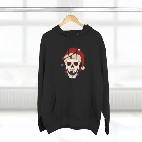 Skulliday Lights Goth Holiday Unisex Premium Pullover Hoodie - Image 4