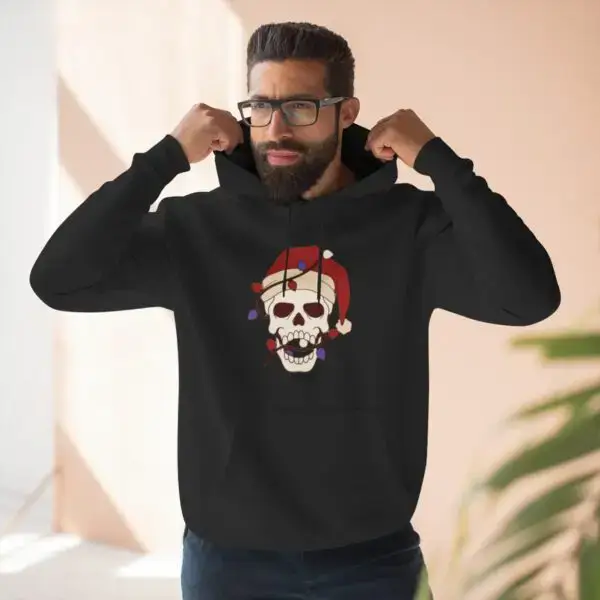 Skulliday Lights Goth Holiday Unisex Premium Pullover Hoodie - Image 5