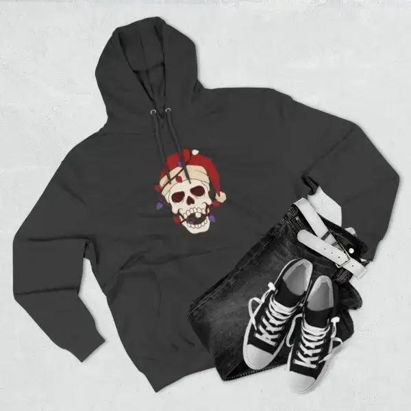 Skulliday Lights Goth Holiday Unisex Premium Pullover Hoodie - Image 13