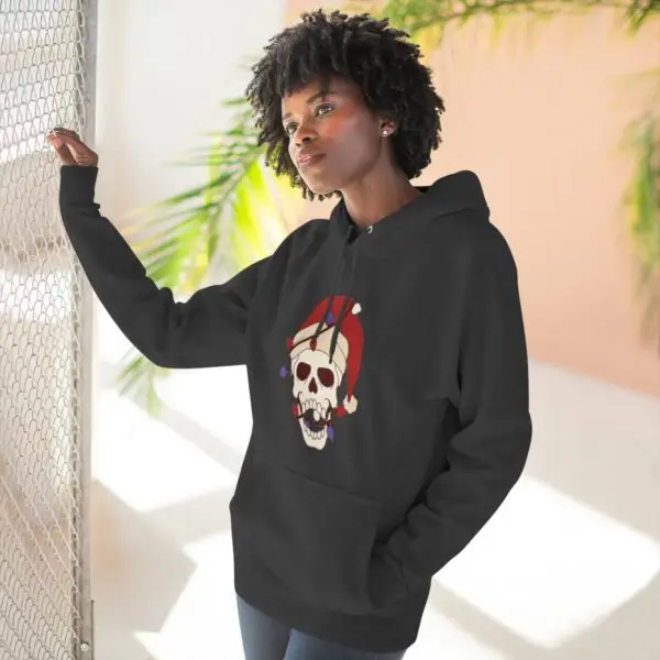 Skulliday Lights Goth Holiday Unisex Premium Pullover Hoodie - Image 11
