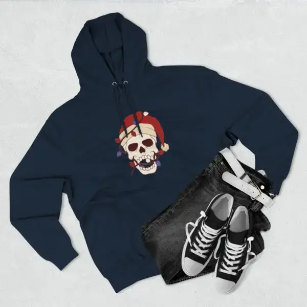 Skulliday Lights Goth Holiday Unisex Premium Pullover Hoodie - Image 18
