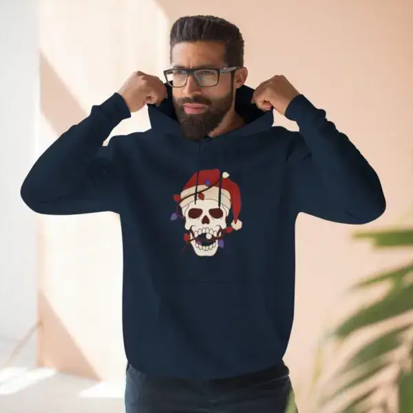 Skulliday Lights Goth Holiday Unisex Premium Pullover Hoodie - Image 20