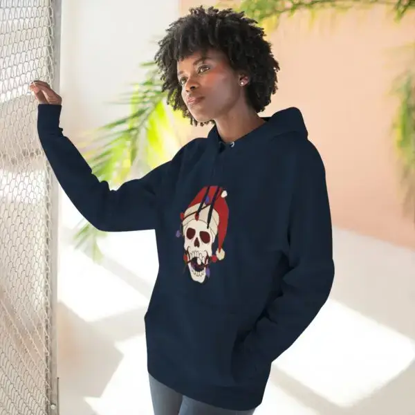 Skulliday Lights Goth Holiday Unisex Premium Pullover Hoodie - Image 16