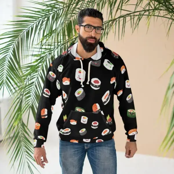 Sushi Smiles Unisex Pullover Hoodie (AOP) - Image 5