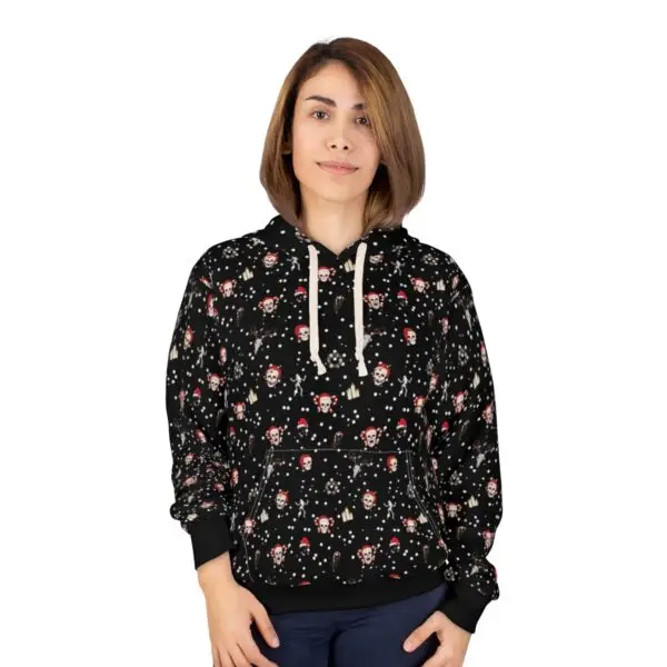 Black Nocturnal Yuletide Unisex Pullover Hoodie (AOP) - Image 3