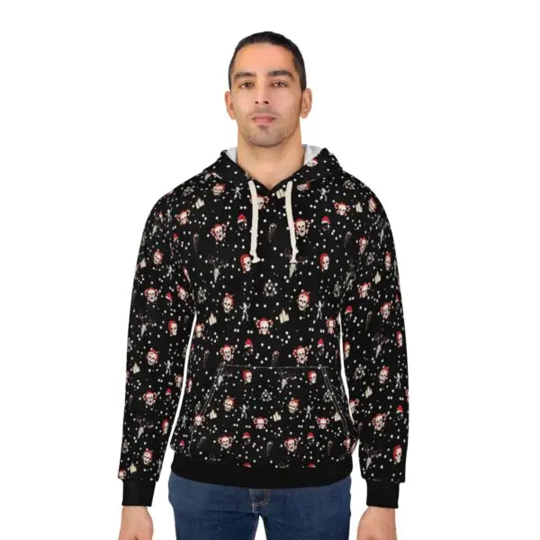Black Nocturnal Yuletide Unisex Pullover Hoodie (AOP) - Image 4