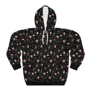 Black Nocturnal Yuletide Unisex Pullover Hoodie (AOP)