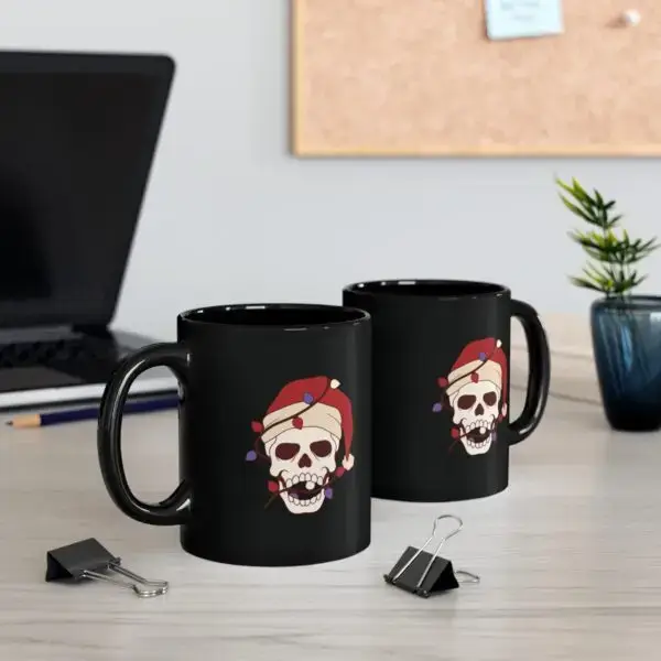 Skulliday Lights Goth Holiday 11oz Black Mug - Image 5
