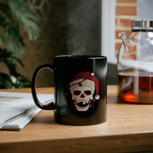 Skulliday Lights Goth Holiday 11oz Black Mug - Image 6
