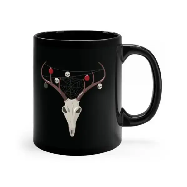 Reindeer Necromancy Goth Holiday 11oz Black Mug - Image 3