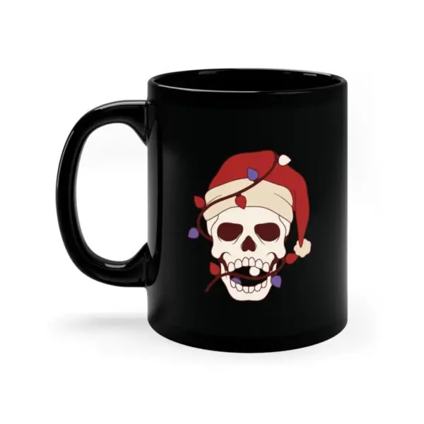 Skulliday Lights Goth Holiday 11oz Black Mug - Image 2