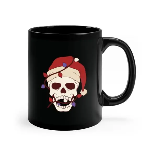 Skulliday Lights Goth Holiday 11oz Black Mug - Image 3
