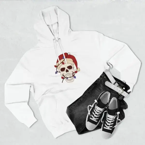 Skulliday Lights Goth Holiday Unisex Premium Pullover Hoodie - Image 8