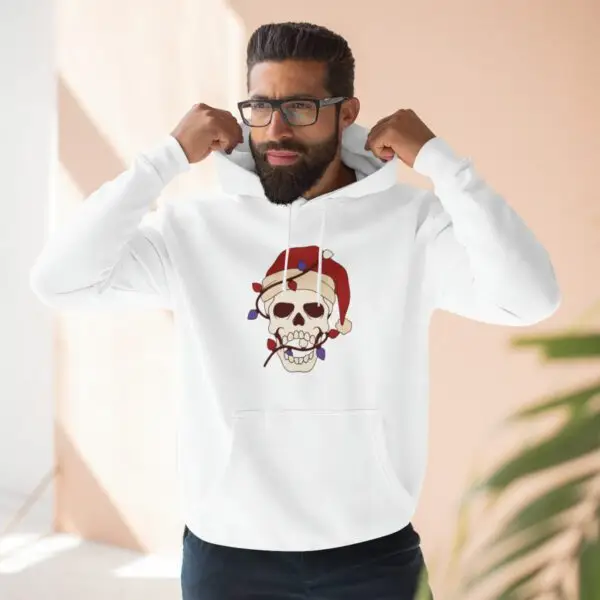 Skulliday Lights Goth Holiday Unisex Premium Pullover Hoodie - Image 10