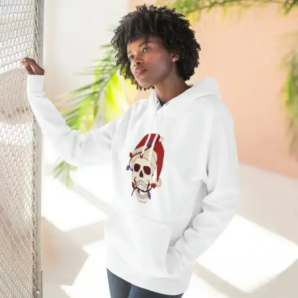 Skulliday Lights Goth Holiday Unisex Premium Pullover Hoodie - Image 6