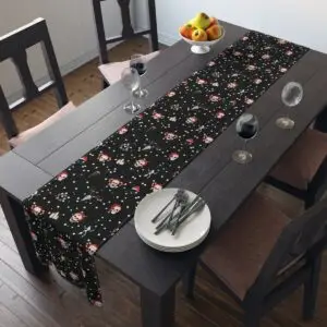 Nocturnal Yuletide Goth Holiday Table Runner (Cotton, Poly)