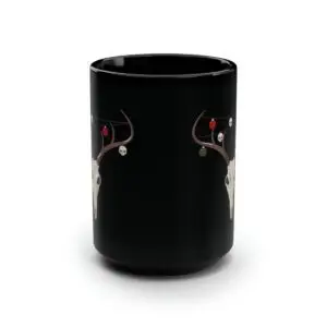 Reindeer Necromancy Goth Holiday Black Mug, 15oz