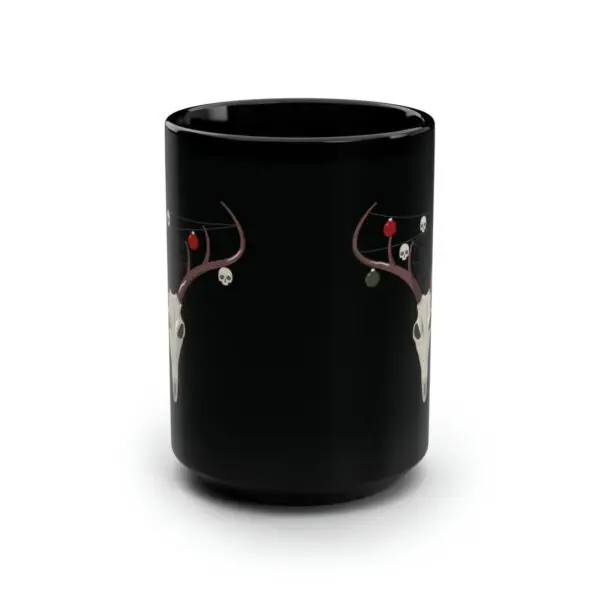 Reindeer Necromancy Goth Holiday Black Mug, 15oz