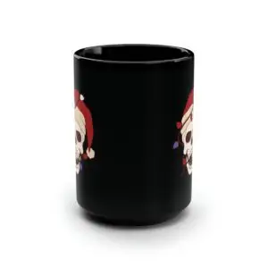 Skulliday Lights Goth Holiday Black Mug, 15oz