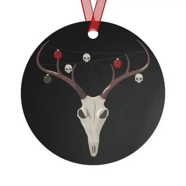 Reindeer Necromancy Goth Holiday Metal Ornaments - Image 2