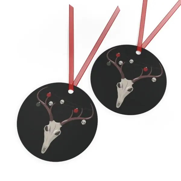 Reindeer Necromancy Goth Holiday Metal Ornaments - Image 3