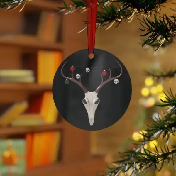 Reindeer Necromancy Goth Holiday Metal Ornaments - Image 4
