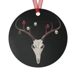 Reindeer Necromancy Goth Holiday Metal Ornaments