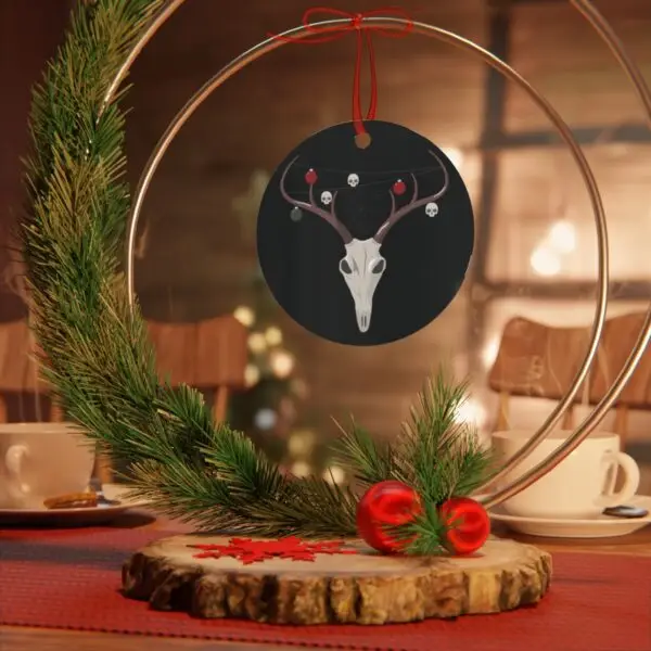 Reindeer Necromancy Goth Holiday Metal Ornaments - Image 5