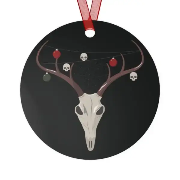 Reindeer Necromancy Goth Holiday Metal Ornaments