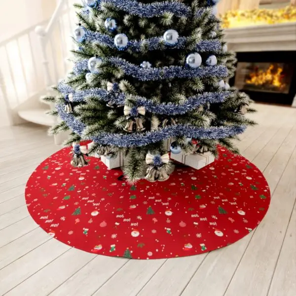 Red Festive Elegance Round Tree Skirt - Image 3
