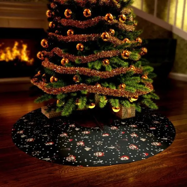 Black Nocturnal Goth Holiday Yuletide Round Tree Skirt
