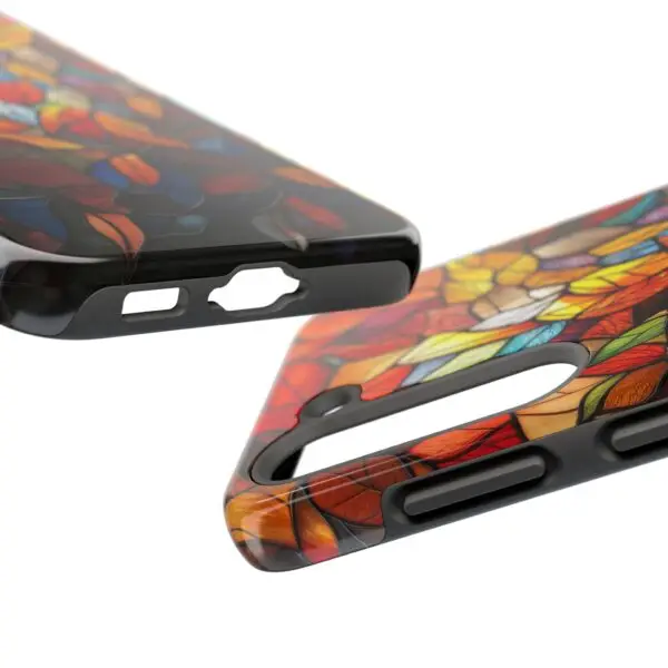 Autumn Leaves Stained Glass Tough Phone Case for iPhone and Samsung - Image 113