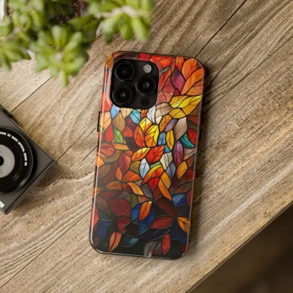 Autumn Leaves Stained Glass Tough Phone Case for iPhone and Samsung - Image 105