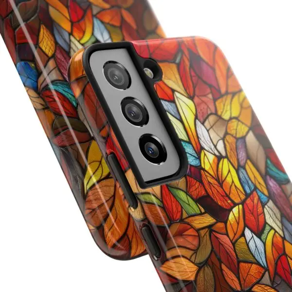Autumn Leaves Stained Glass Tough Phone Case for iPhone and Samsung - Image 117