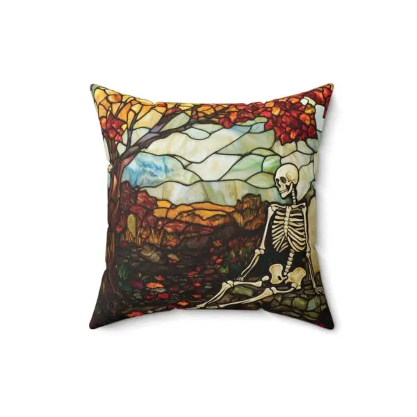 Autumn Graveyard Skeleton Faux Suede Square Pillow Case - Image 6