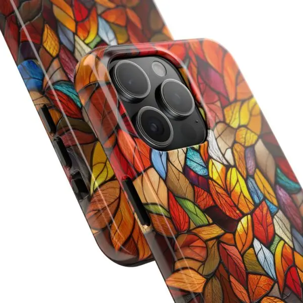 Autumn Leaves Stained Glass Tough Phone Case for iPhone and Samsung - Image 102