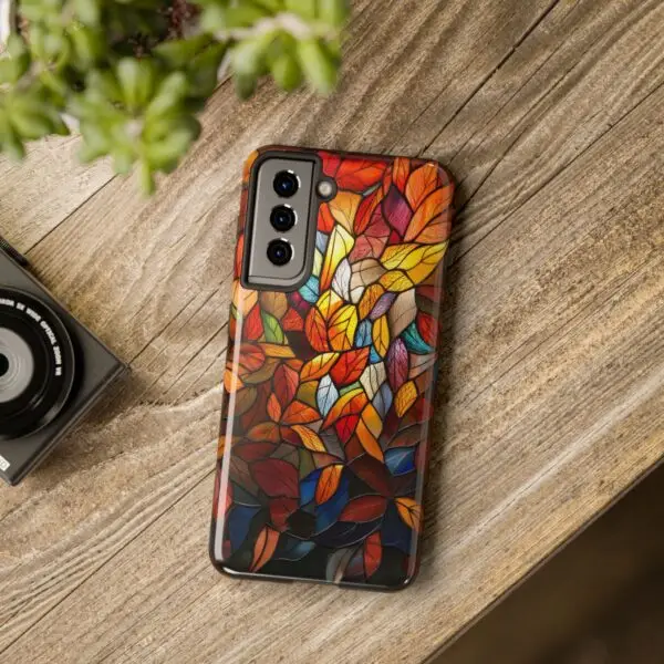 Autumn Leaves Stained Glass Tough Phone Case for iPhone and Samsung - Image 125