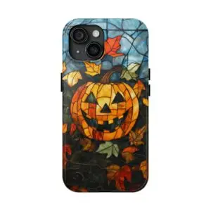 Luminous Lantern Halloween Stained Glass Tough Phone Case for iPhone and Samsung
